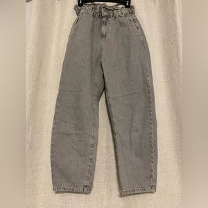 Gray paper bag jeans